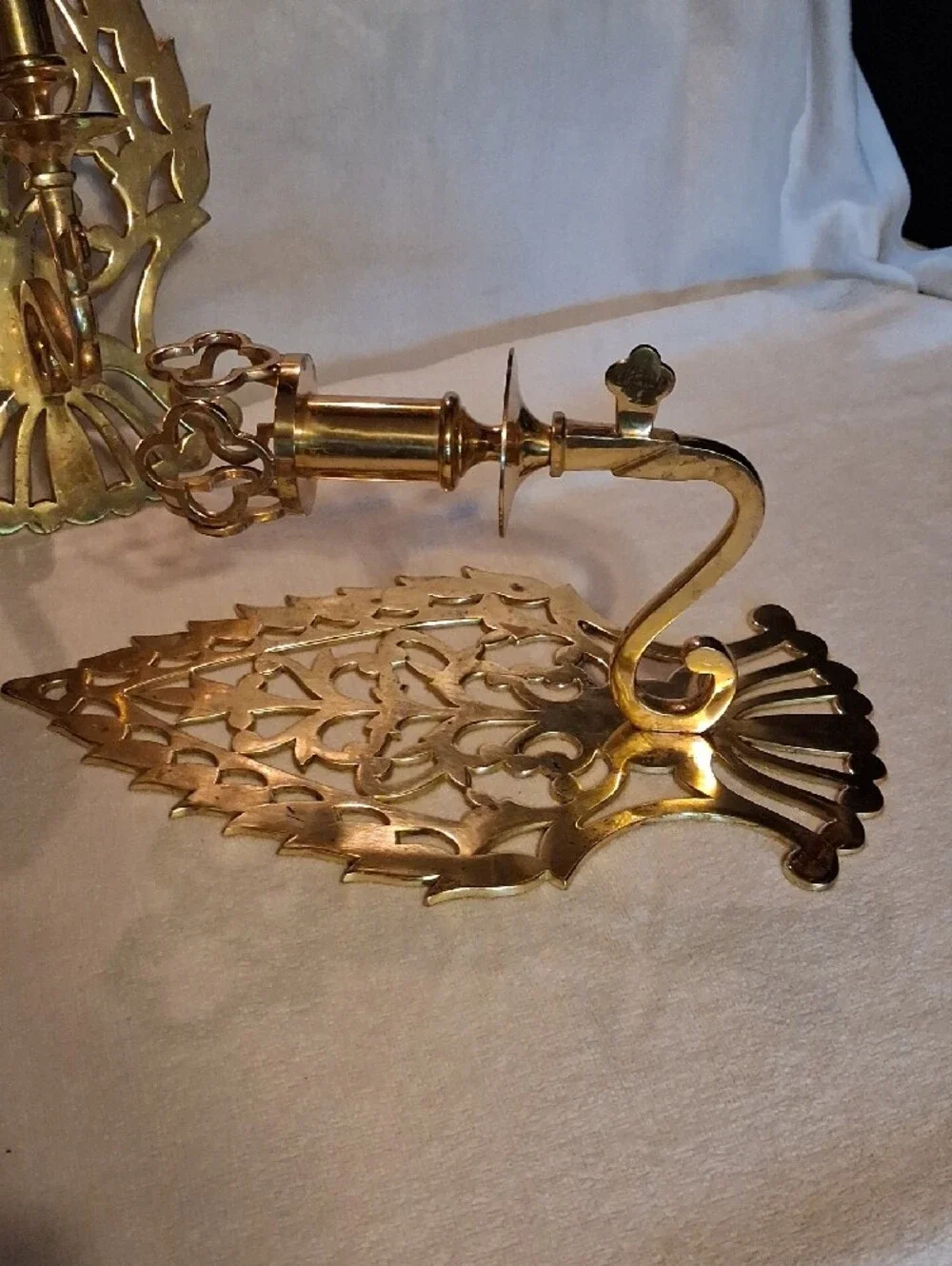 Vintage Gold Brass Ornate Wall Candle Sconces